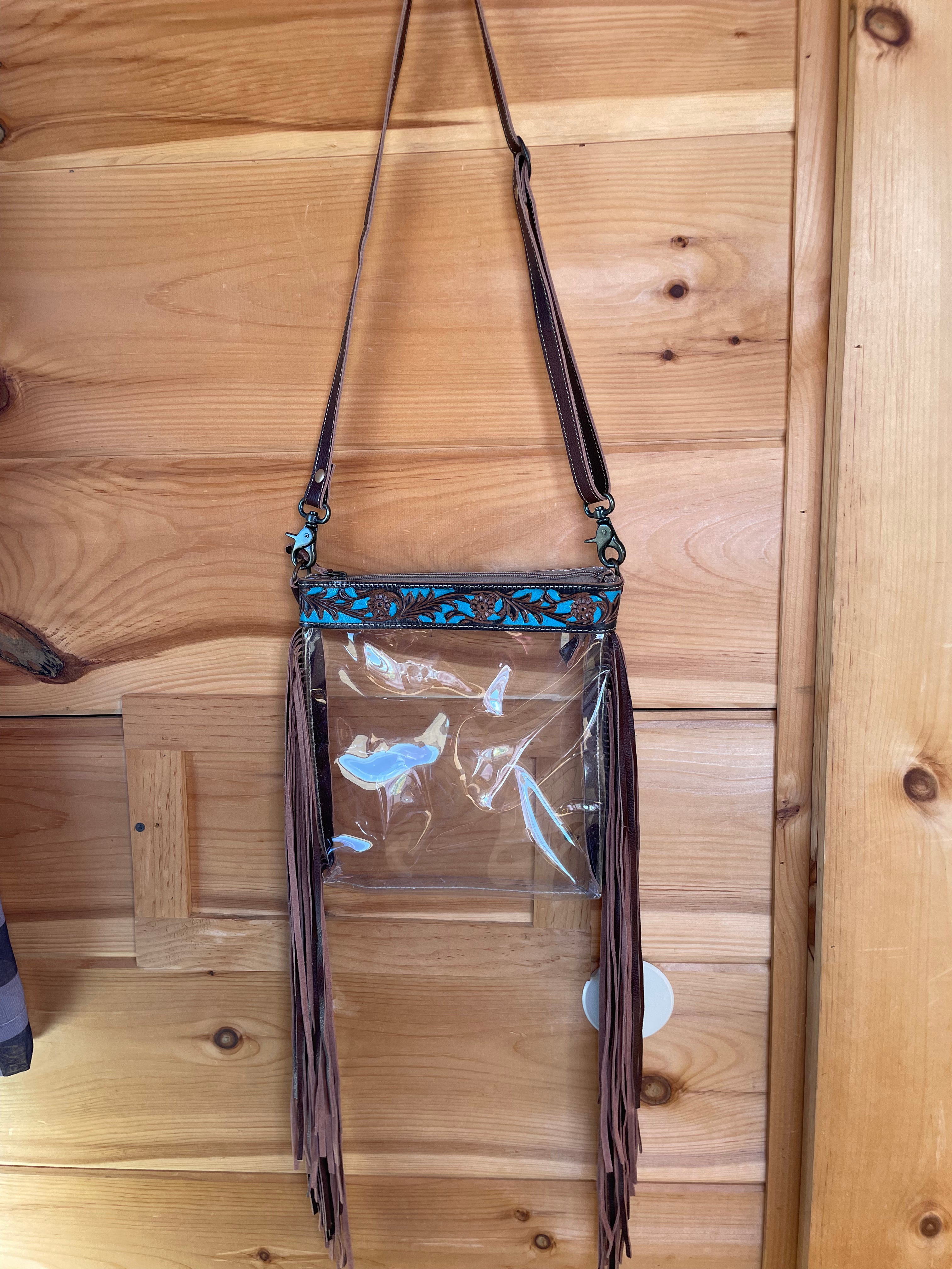 Turquoise Fringe Clear Purse