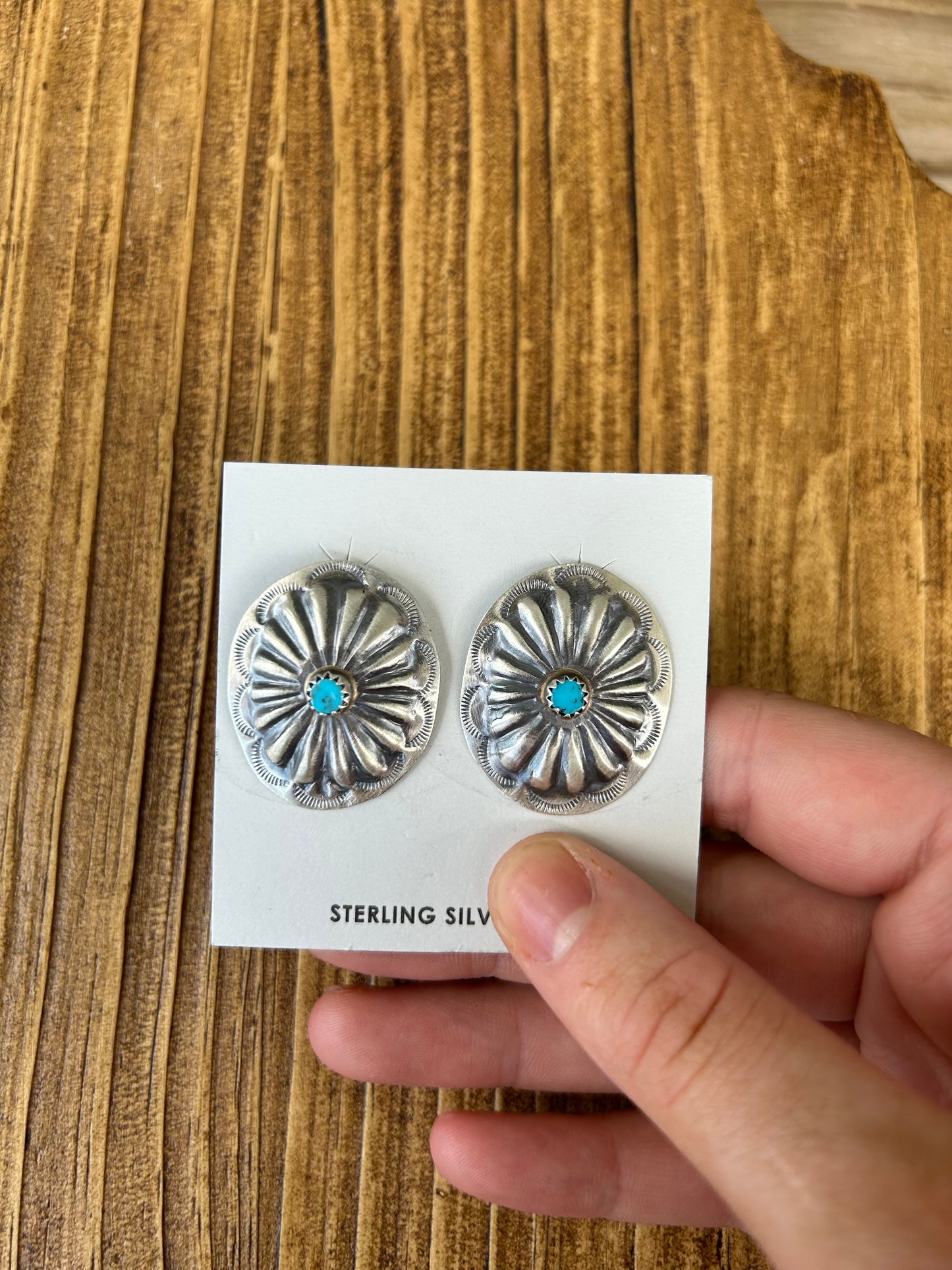 Authentic Navajo Concho Post Turquoise Earrings