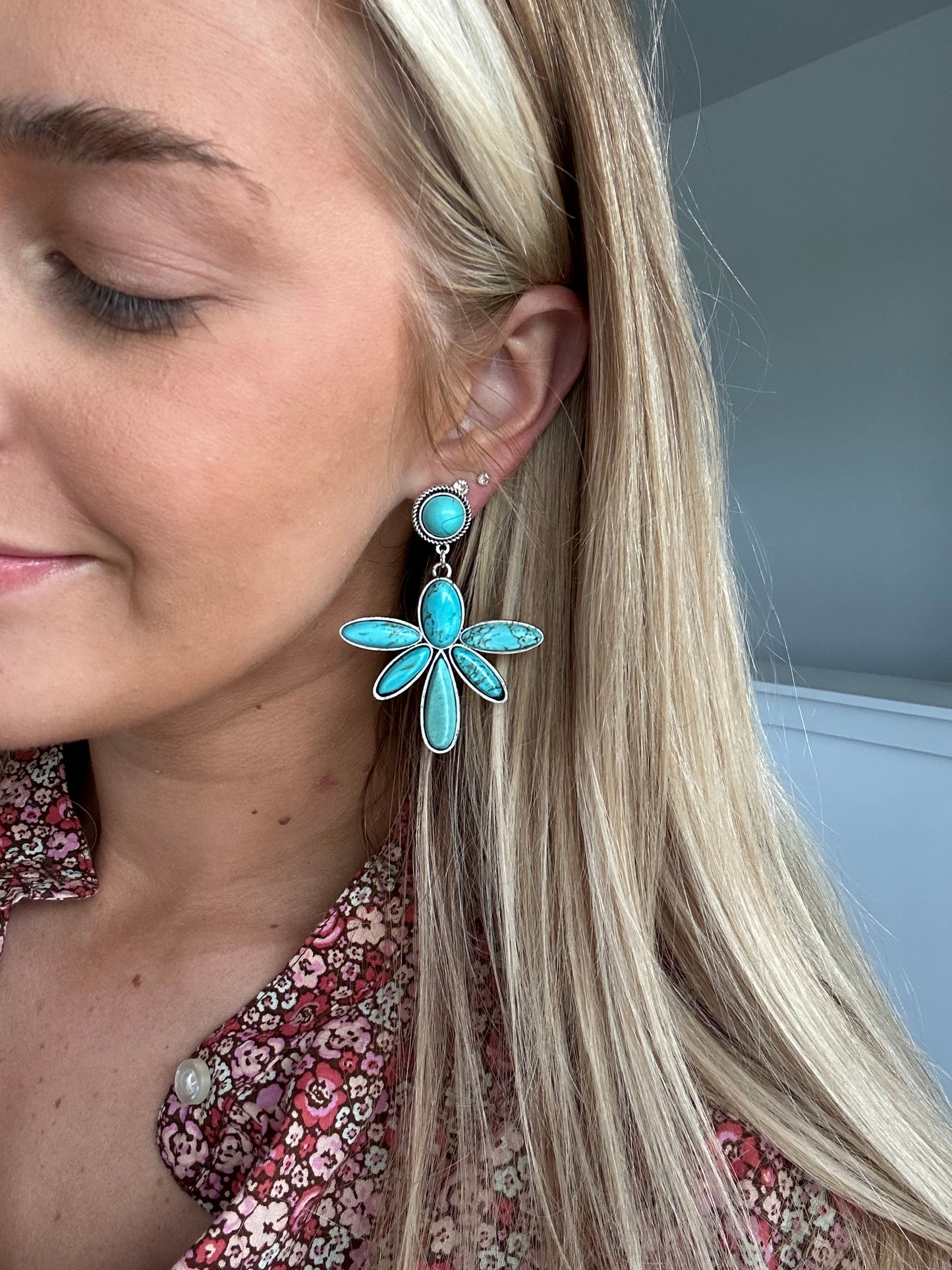 Turquoise Feathered Earrings