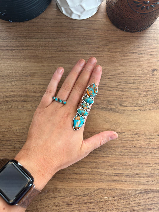 Turquoise Mixed Stone Cluster Ring