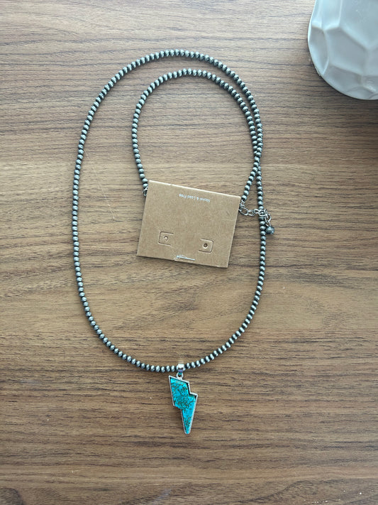 Navajo Turquoise Lightning Bolt Necklace