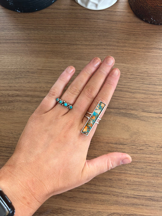 Turquoise Mixed Stone Bar Ring