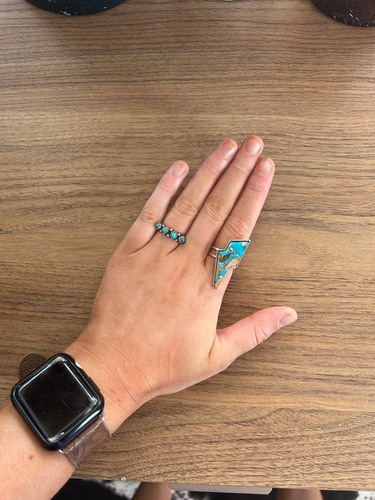 Turquoise Mixed Stone Lightning Bolt Ring