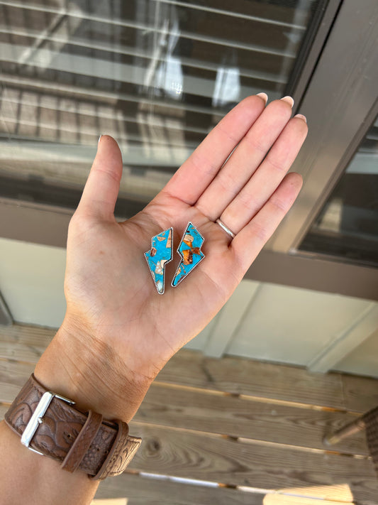 Turquoise Mixed Stone Lightning Bolt Earrings