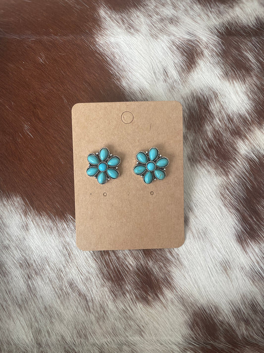 Turquoise Daisy Stud Post Earrings