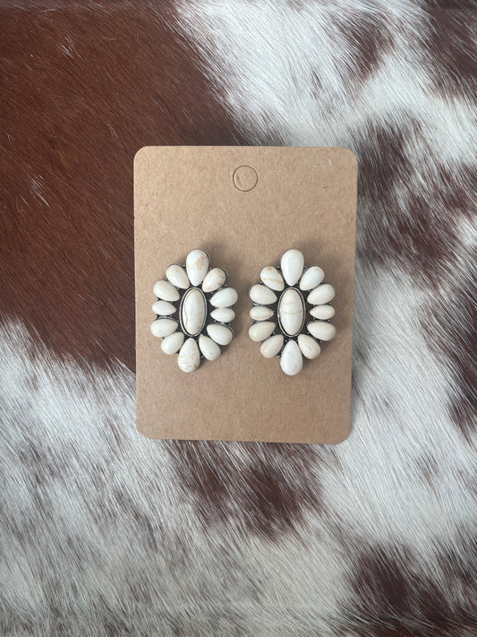 White Squash Blossom Post Earrings