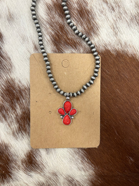 Red Navajo Cluster Necklace