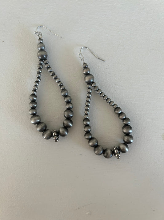 Navajo Pearl Silver Drop Earrings