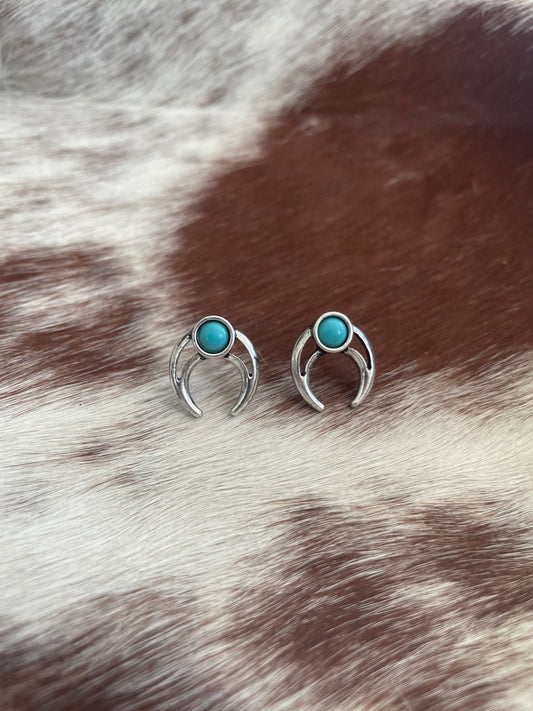 Crescent turquoise post earrings