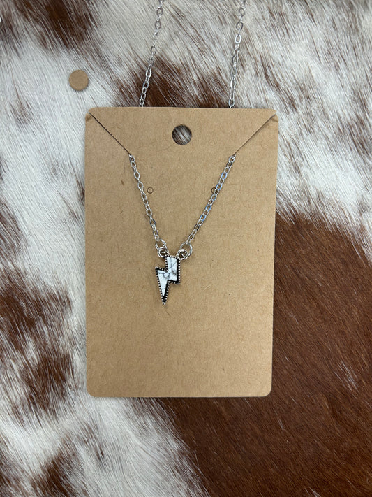 White Lightning Bolt Necklace