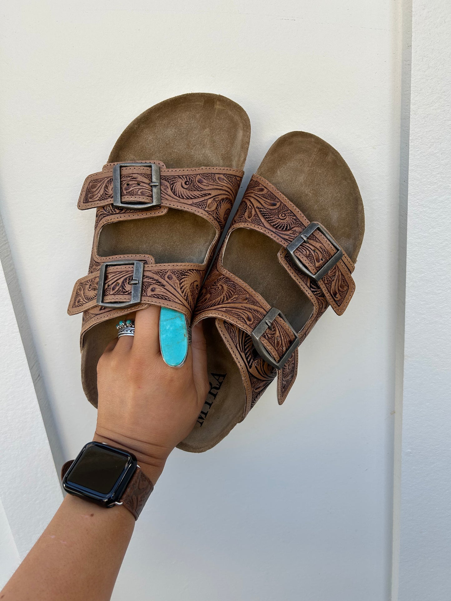 Tooled Leather Sandals