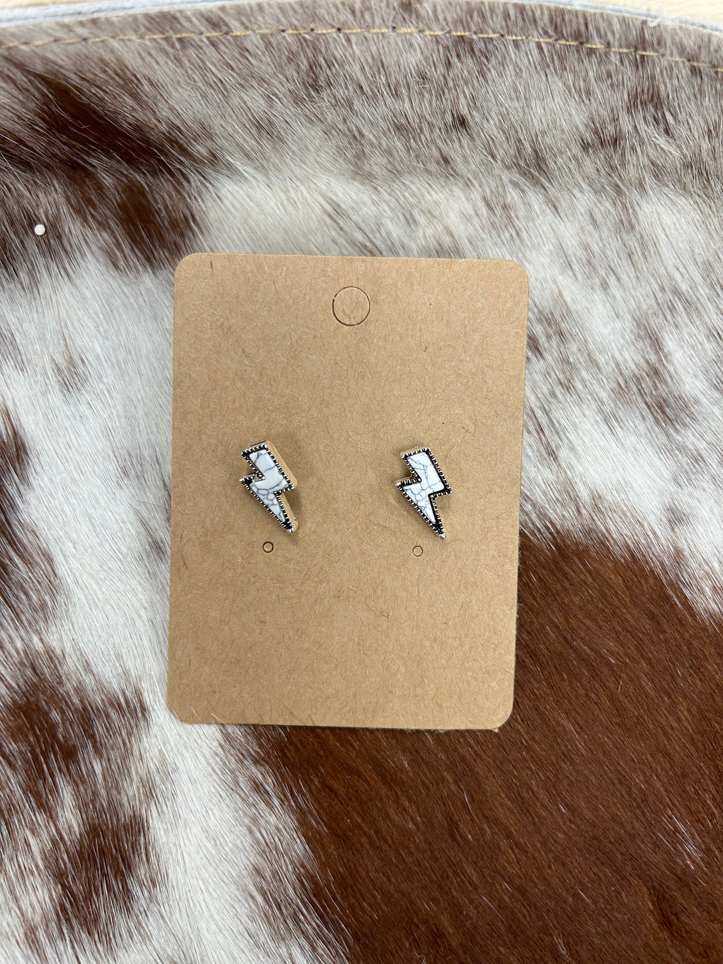 White Lightning Bolt Earrings